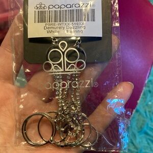 Paparazzi Silver and White Glam Earrings